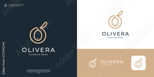 Minimalist olive oil logo with line art style