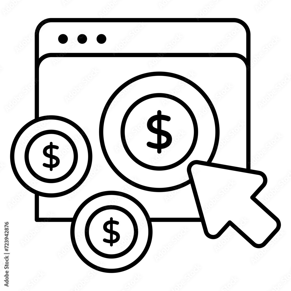 Conceptual flat design icon of pay per click Conceptual flat design icon of pay per click