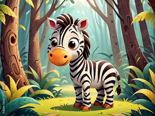 a cute baby zebra in the forest  illustration  artwork  ai generated art