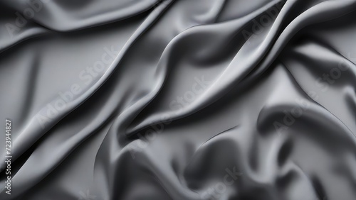 A black satin texture that is a panoramic background of black colored black fabric silk with a beautiful and natural blurred pattern