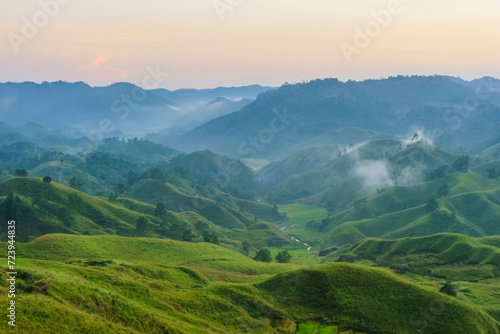 Sunset over Markham Valley in Eastern West Khasi Hills Meghalaya