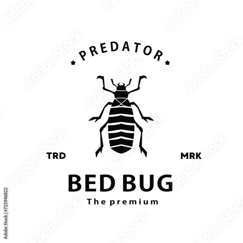 vintage retro hipster bed bug logo vector outline silhouette art icon