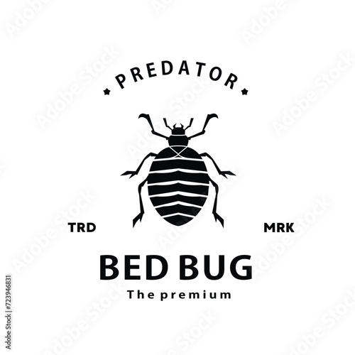 vintage retro hipster bed bug logo vector outline silhouette art icon