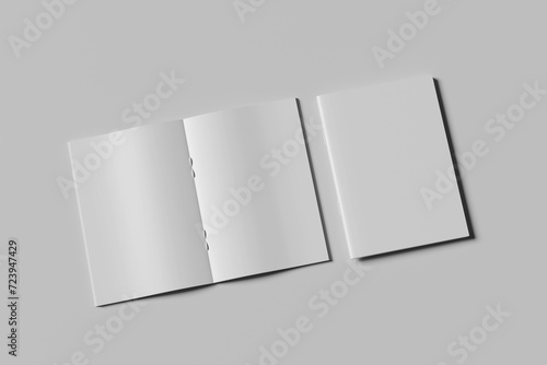 Blank A4 photorealistic brochure mockup on light grey background. photo