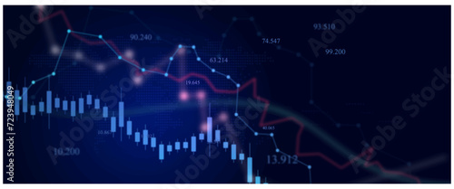 Digital financial chart indicators, stock market business and exchange financial growth graph.