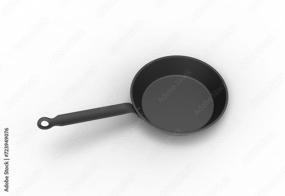 frying pan top view with shadow 3d render frying pan top view with shadow 3d render