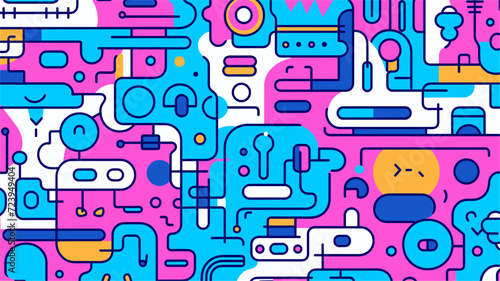 abstract patterns inspired by the diversity of robot concepts  portraying the vibrant tapestry of imaginative designs in a vector background. simple minimalist illustration creative