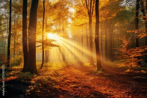 autumn forest in the morning