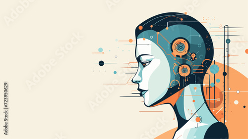 Vectorized backgrounds featuring futuristic robot illustrations  conveying the blend of technology and imagination in a meaningful and dynamic vector backdrop. simple minimalist illustration creative