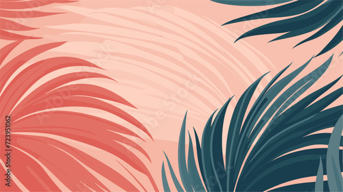 Vectorized abstract patterns inspired by tropical palm leaves  embodying the exotic and vibrant qualities of lush greenery. simple minimalist illustration creative