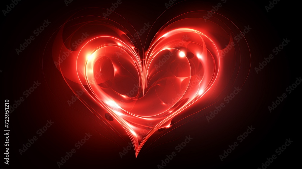 A shining liquid red heart symbol with holes on black background.
A shining liquid red heart symbol with holes on black background.