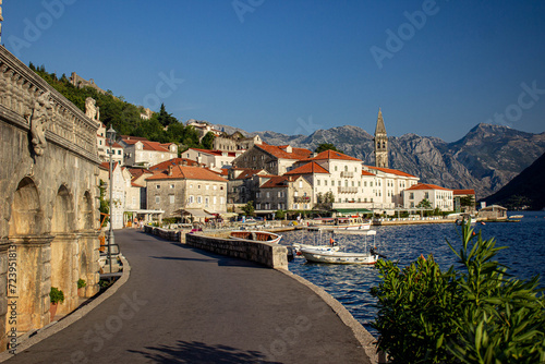 Embankment in the city of Perast in Montenegro