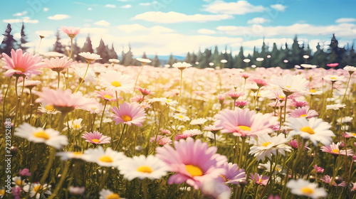 Colorful flowers background, spring season concept