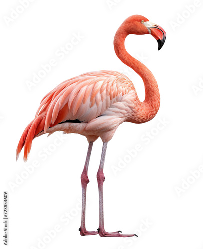 Flamingo standing isolated on transparent or white background