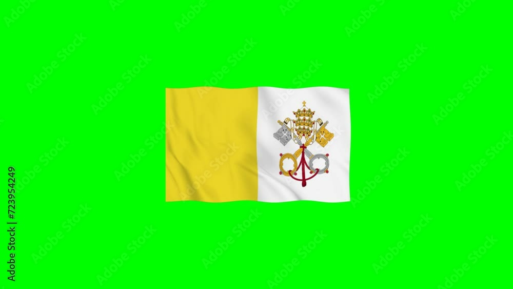 Vatican City Vector Waving Flag Motion loop 4K Resolution with Green Screen Vatican City Vector Waving Flag Motion loop 4K Resolution with Green Screen