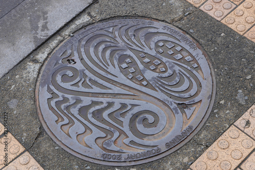 Sewer cover. Manhole cover. Wellington New Zealand.
