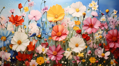 Colorful flowers background, spring season concept © cai