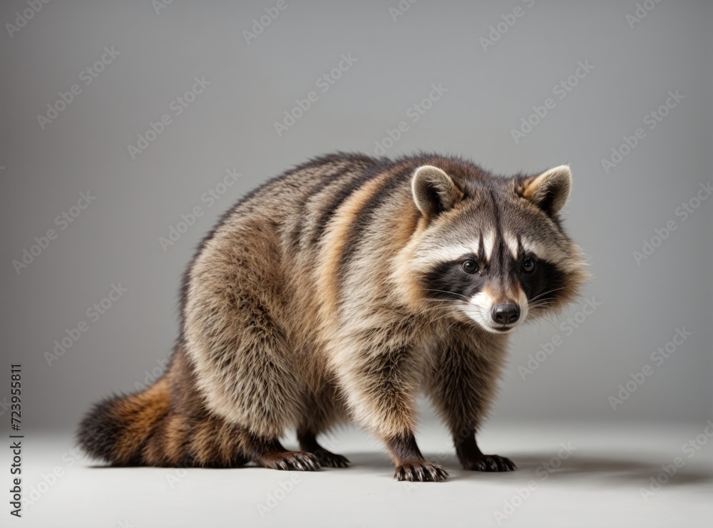 Obraz premium White Harmony: The Raccoon's Pose
