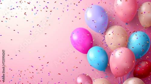 Birthday balloons vector background design. Happy birthday to you text with balloon and confetti decoration element for birth day celebration greeting card design. Vector illustration