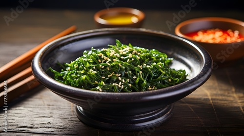 Bowl of seaweed salad from Japan.