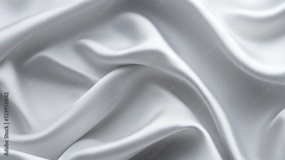 White gray satin texture that is white silver fabric silk panorama background with beautiful soft blur pattern natural