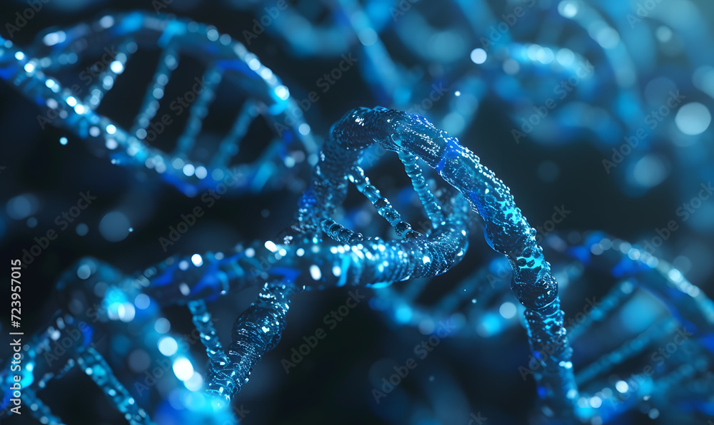 3d rendered genetic illustration of human dna under microscope