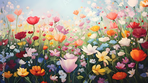 Colorful flowers background, spring season concept