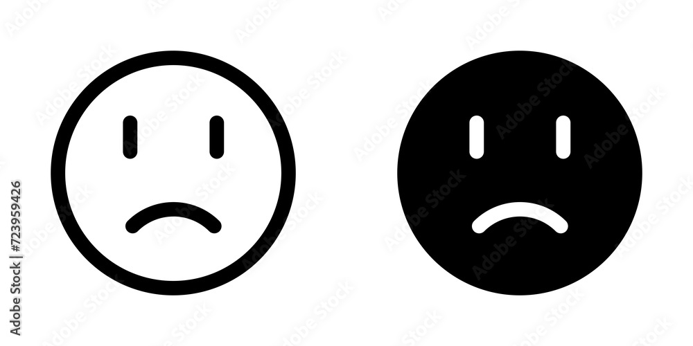 Editable frowning, sad, disappointed face vector icon. Part of a big icon set family. Perfect for web and app interfaces, presentations, infographics, etc - obrazy, fototapety, plakaty 