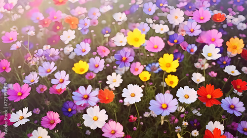 Colorful flowers background, spring season concept