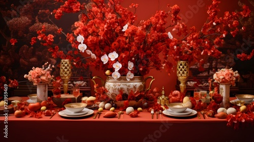 Chinese new year theme flower banquet