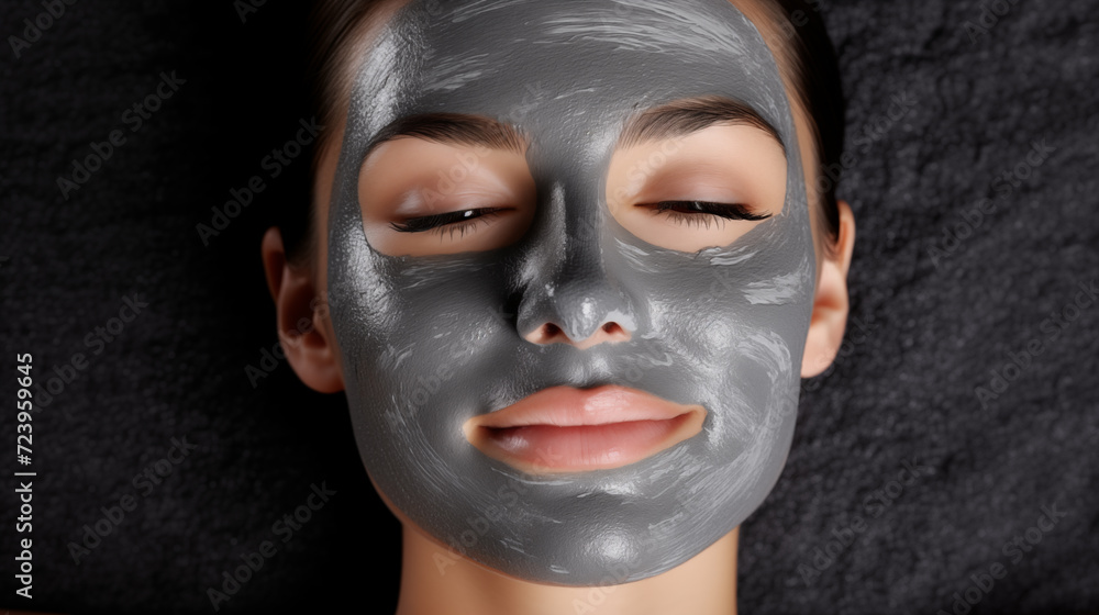 Close-up on Spa Woman applying Facial cleansing Mask. Beauty Treatments Close-up on Spa Woman applying Facial cleansing Mask. Beauty Treatments