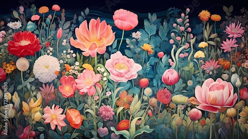 Colorful flowers background, spring season concept