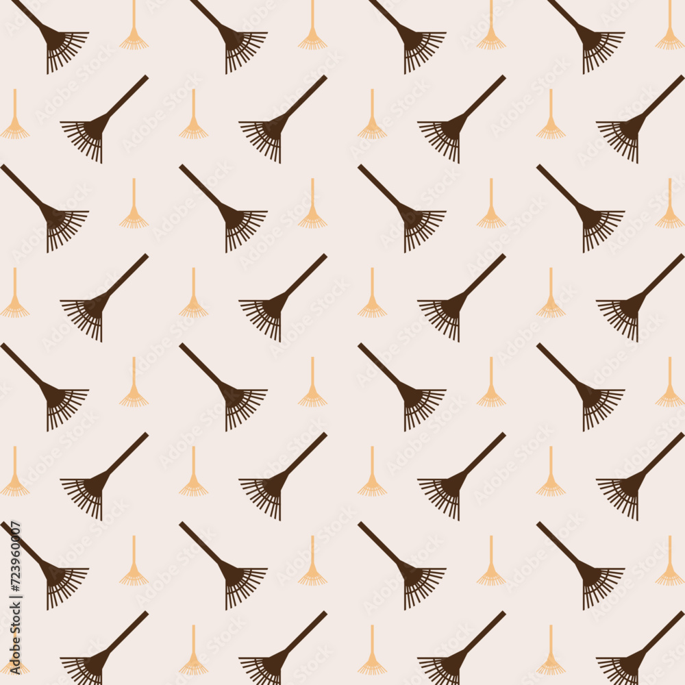 Rake icon repeating trendy pattern beautiful vector illustration light background