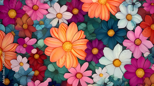 Colorful flowers background, spring season concept