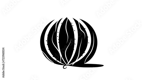 sliced watermelon, black isolated silhouette