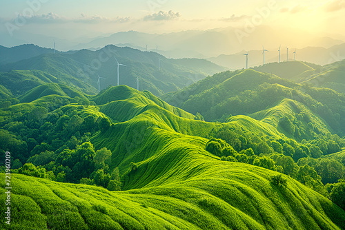 Green World. Background images showing a world without emissions. Green energy photo