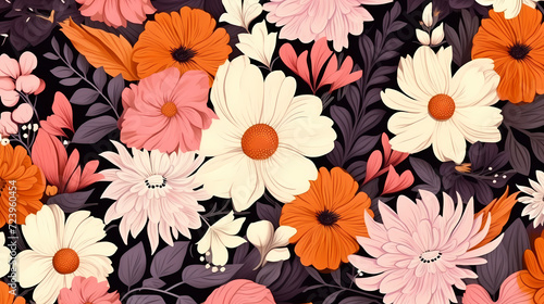 Colorful flowers background, spring season concept