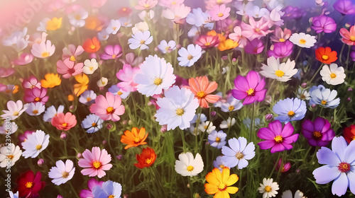 Colorful flowers background, spring season concept