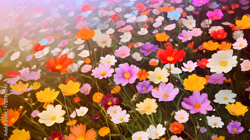 Colorful flowers background, spring season concept