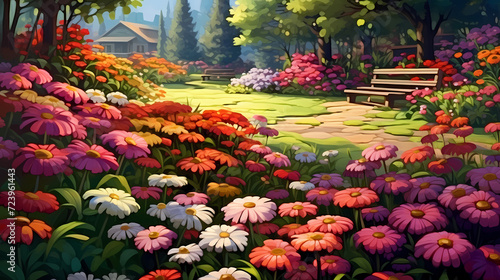 Colorful flowers background, spring season concept