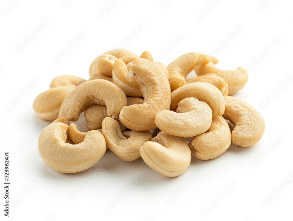 Cashews isolated on white background in minimalist style. Studio photography. Cashews isolated on white background in minimalist style. Studio photography.