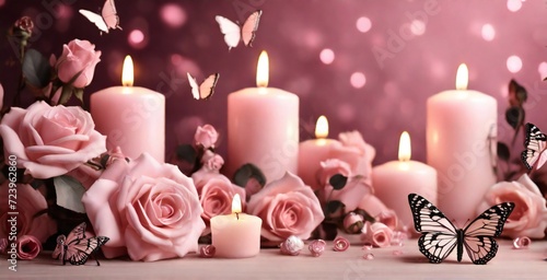 candles and rose petals