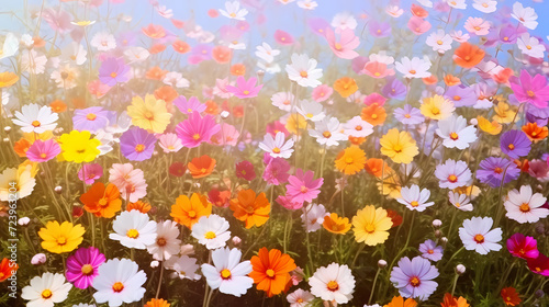 Colorful flowers background, spring season concept