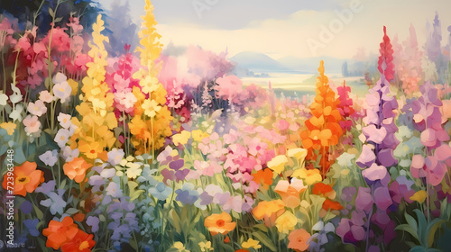 Colorful flowers background, spring season concept