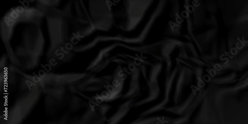 Dark black paper crumpled texture. black fabric crushed textured crumpled. Black wrinkly backdrop paper background. panorama grunge wrinkly paper texture background  crumpled pattern texture.