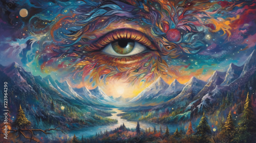 Fototapeta premium landscape with one eye on the sky