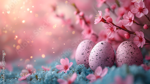 Pink Flowers and Eggs on a Table