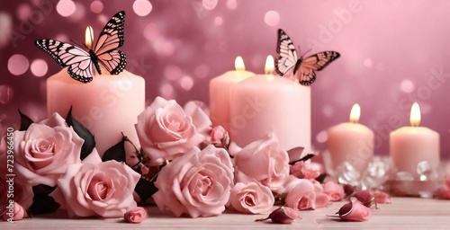 candles and rose petals