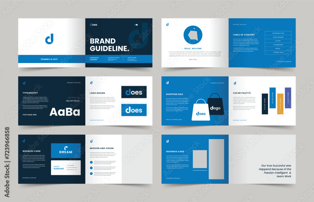 Landscape Brand Guidelines Template, Brand Identity Presentation Layout, Logo Guideline template, Brand Guidelines 