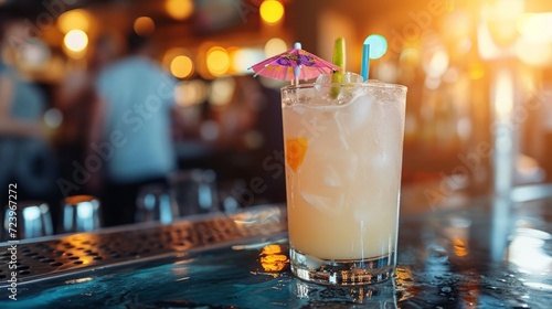 bartender making a cocktail drink at a bar